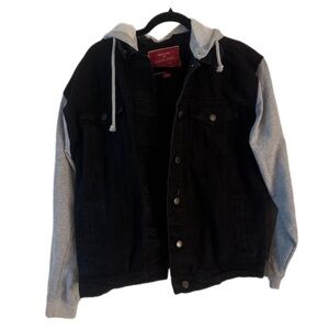 Women’s Black and Gray Denim Jacket with Hood